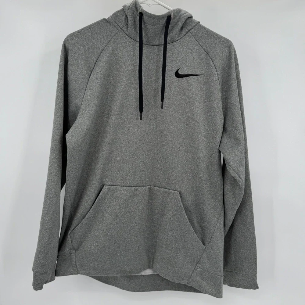Nike Hoodie Mens Size Medium Gray Dri-Fit Pullover Training Sweatshirt